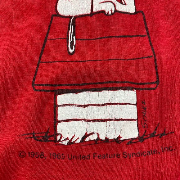 Vintage 70s Snoopy Peanuts Sweatshirt Small I'm Allergic To Morning Woodstock - Picture 4 of 16